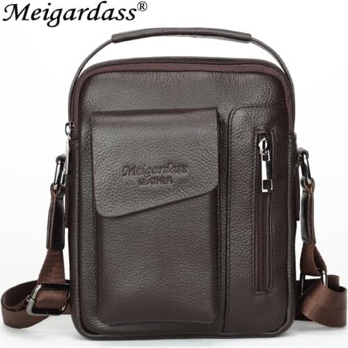 MEIGARDASS Genuine Leather Shoulder Bag Men Messenger Bag Business iPad Handbags male Travel Crossbody Bags Tote Phone Purse