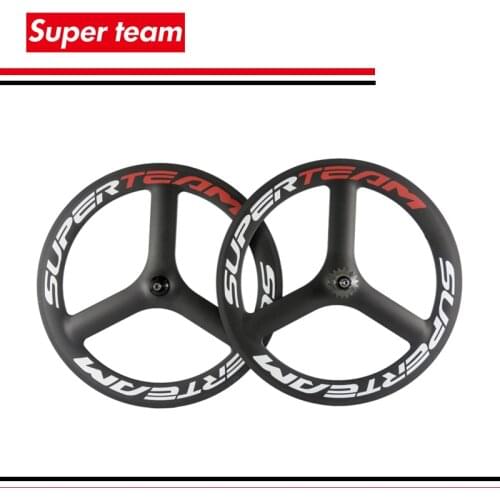 Superteam 700c carbon clincher tri spoke wheelset 23mm matte carbon 3 spoke bike wheels