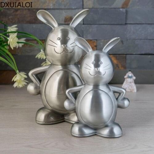 Home decoration metal crafts desktop ornaments personality creative rabbit piggy bank animal piggy bank rabbit zodiac gift