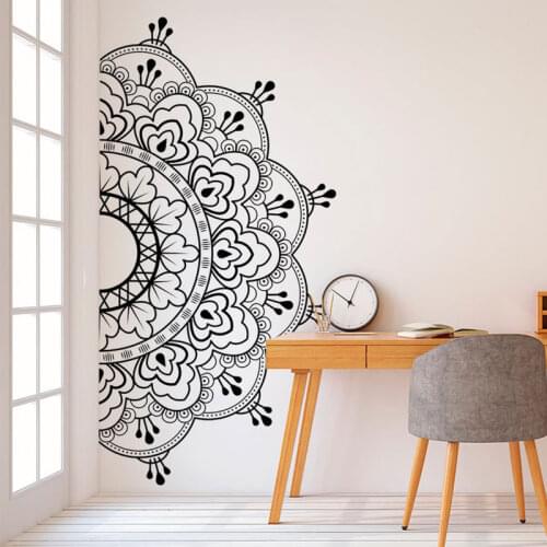 Mandala In Half Pattern Vinyl Wall Sticker Art Home Decor Living Room Headboard Bedroom Studio Decals Interior Decoration 4092