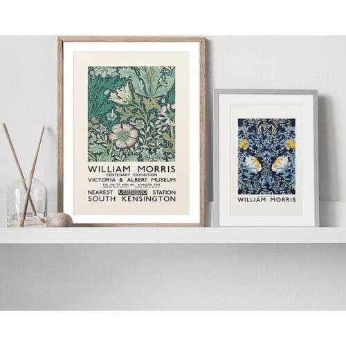 Vintage Floral Illustration William Morris Museum Exhibition Poster Canvas Painting Print Wall Art Pictures Living Room Decor