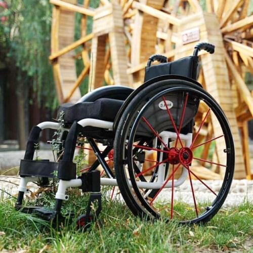 High quality and high strength aluminum alloy portable folding sports wheelchair for the elderly and the disabled Folded sports