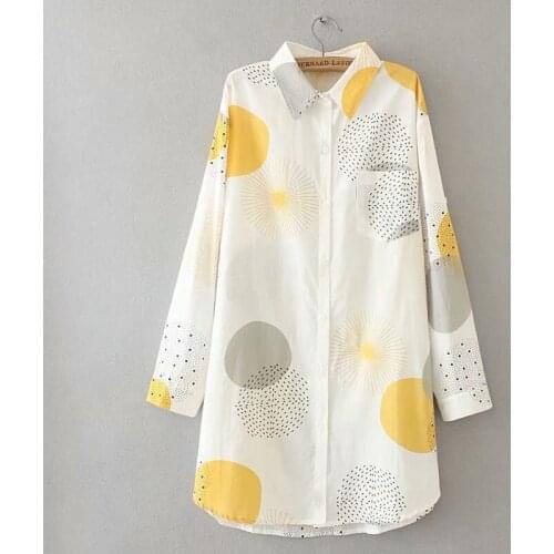 Plus Size 2XL-4XL Long Tops Womens Cute Printed Muslimah Blouse Long Sleeved Spring Autumn New Vintage Blusas