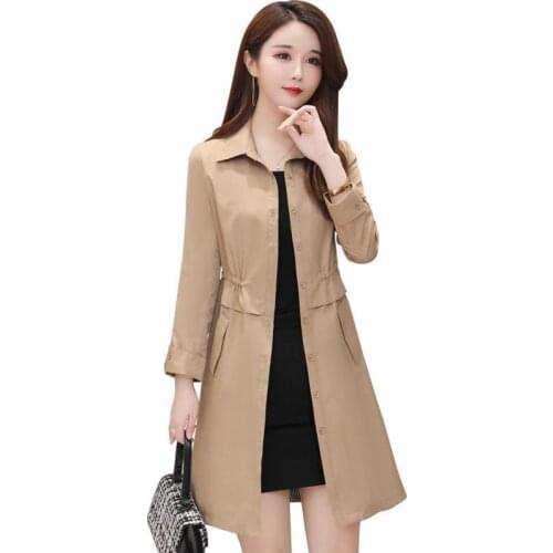 Womens Jacket 2021 Spring Autumn New Hooded Casual Windbreaker Female Thin Coat Mid-length All-match Plus Size Loose Outerwear
