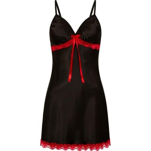 Womens sexy underwear Night Dress Plus Size Lace Bow Lingerie Babydoll Nightwear Sleepshirt womens erotic lingerie Dropshipping