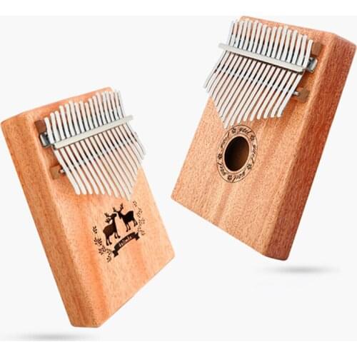 17 Key Kalimba Mahogany Thumb Piano Mbira Natural Mini Keyboard Instrument Solid wood (With Tuner Hammer + Stickers + manual )