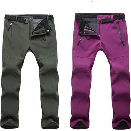 2019 winter Fleece Hiking Pants Men&Women Outdoodr Warm Softshell Waterproof pants Thermal Camping Skiing Trekking Climbing pant