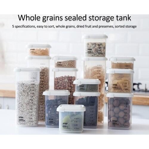 240/650/1000/1800/2200ml PP Food Sealed Jar with Scale Kitchen Finishing Moisture-proof Food Storage Box Kitchen Storage Box