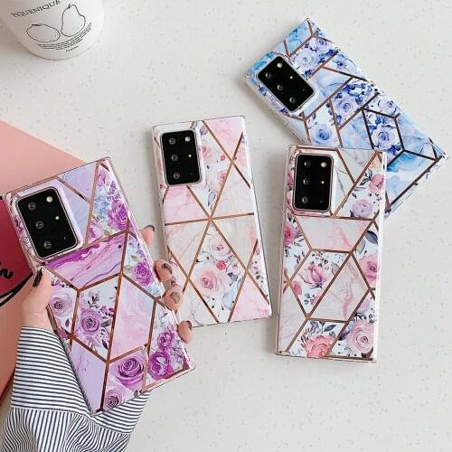 LOVECOM Plating Geometric Flower Phone Case For Samsung A72 A52 A32 A51 A71 S21 S20 FE S10 S8 S9 Plus Note 20 10 Soft Back Cover