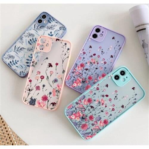 TIDOVE Hand Painted Flowers Case For iPhone 12 11 Pro XS Max 7 8 Plus X XR 12 Mini SE2020 Clear Matte Hard Shockproof Back Cover
