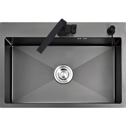 Black Kitchen Sinks 550x450mm Stainless Steel Single Bowel Above Counter or Udermount Vegetable Washing Basin RTS900
