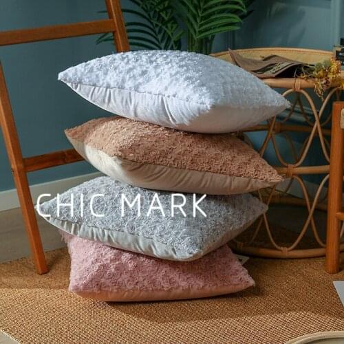Throw Pillow Case Retro Cushion 45x45cm Square Pillow Case Nordic Solid Color Rose Flower Sofa Pillowcase Living Room Cushion