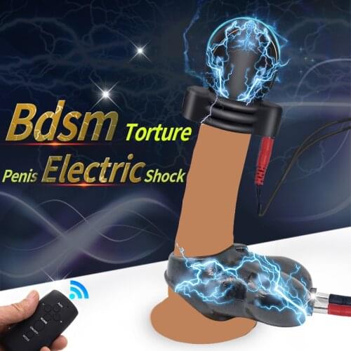 Electric Shock Scrotum Bondage Ring,SM Male Glans Electro Stimulator Massage Cup,Electro Sex Chastity Cage Cock Torture Bdsm Toy