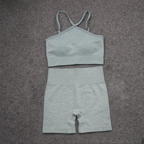 Fitness Gym Yoga Set Women Solid Seamless Padded Sport Bra Shorts Gym Suit Female Sports Suits Workout Set Sport Wear Clothing