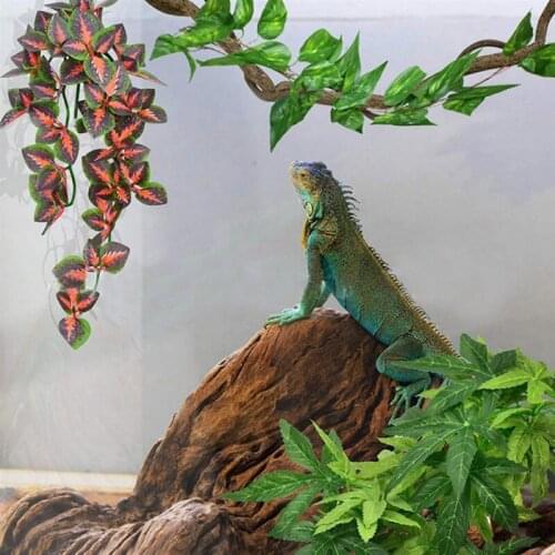 1/3/4pcs Reptile Plants 30cm Fake Leaves Habitat Decoration Terrarium Rattan for Geckos Lizards Reptile Habitat Decoration