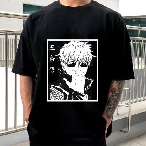 Jujutsu Kaisen Cool Sleeve T-shirt Street Gojo Satoru Print Summer T-shirt Streetwer