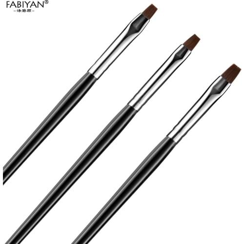 3pcs/Set Nail Art Painting Brush French Flat Builder Drawing Pen Acrylic UV Gel Polish DIY Cleaning Dust Powder Manicure Tools