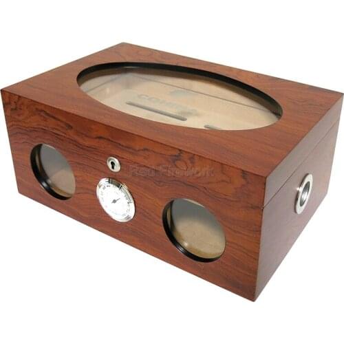 COHIBA Cedar Wood Cigar Humidor Pretty Storage Box with Lock Humidifier Hygrometer For Office And Home Use