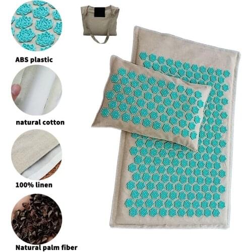 Spike Mat Acupressure Mat, Massage Mat Acupuncture Pillow Set Yoga Mat Needle Relieve Back, Neck and Sciatic Pain, Relax Muscles