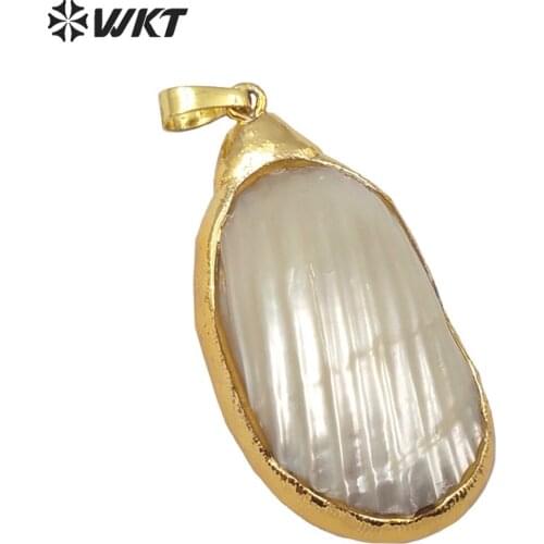 WT-JP112 WKT Natural white Shell Necklace Pendant Waterdrop Shape