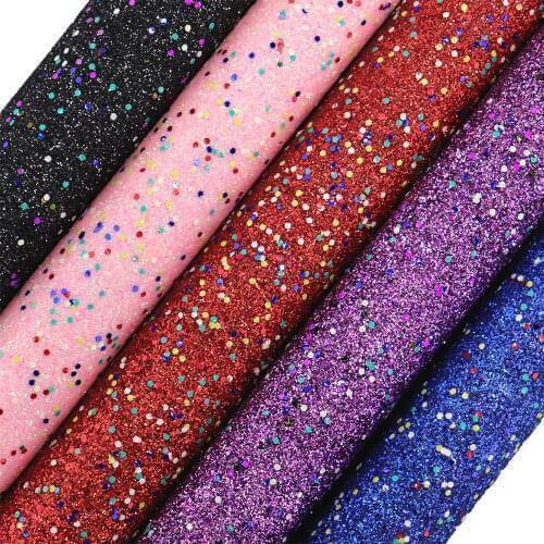 A4 Sheet 8"x11.8" Soft color dot Fine Glitter Fabric FabricLeather Faux PU leather For Bags craft Sewing bows DIY 1piece F0199