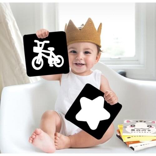 Montessori Materials Baby Toys 0-36 Months Black White Flash Cards Visual Stimulation Learning Educational Toddler Sensory Toy