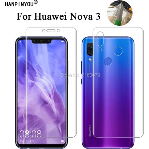 For Huawei Nova 3 Nova3 6.3" Soft TPU Front Back Full Cover Screen Protector Transparent Protective Film Guard + Clean Tools