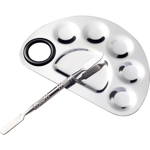 Stainless Steel Watercolor Paint Palette Tray Mixing Rod Spatula Set For Art Oil Painting Makeup