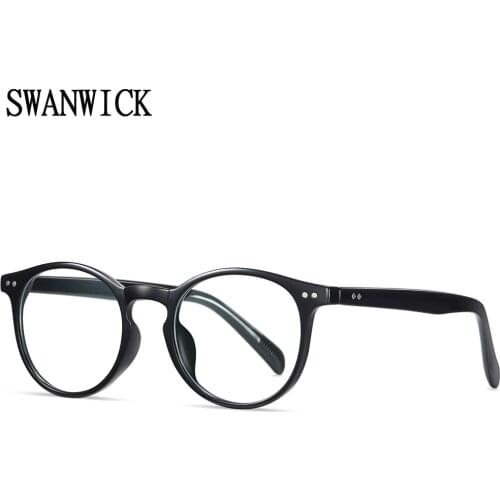 Swanwick computer round anti blue light glasses women TR90 retro eye glasses frames for men optical black gray 2021 gifts unisex