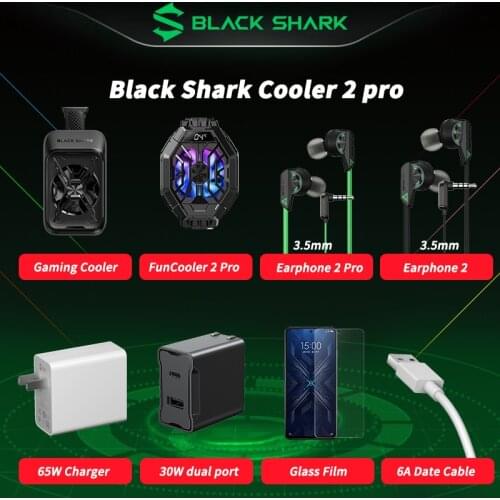 Original Black Shark FunCooler Pro Wired headphones 30W Fast Charger Black Shark 4 Glass film
