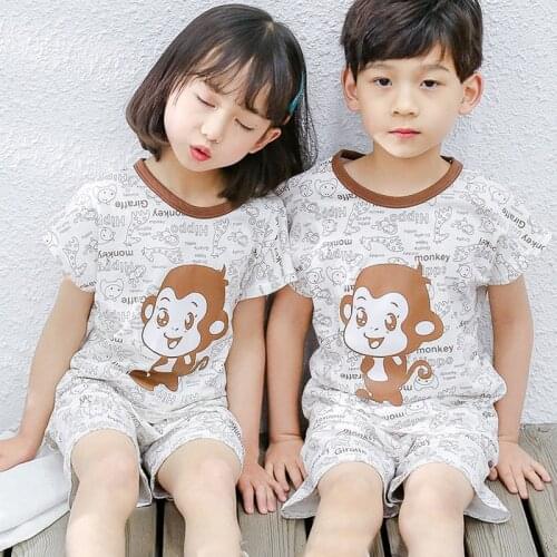 New Kids Pajamas Sets Boys Cartoon Monkey Style Baby Kids Pijama Infantil Pyjamas Girls Home Clothes Summer Children Sleepwear
