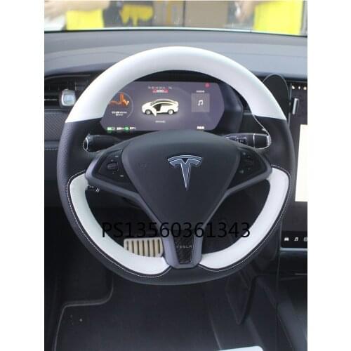 Suitable for Tesla Model S Model X Model 3 Model Y Hand-sewn leather steering wheel cover