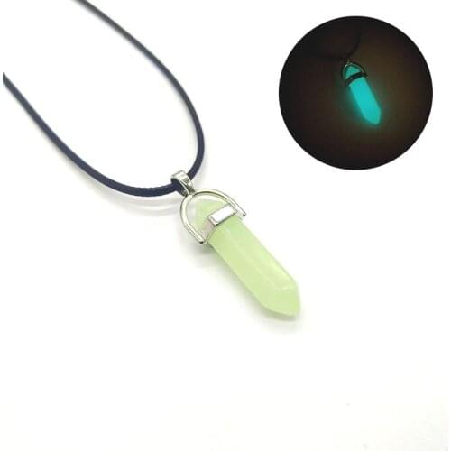 WZFSSP Dark Luminous Stone Pendant Necklace For Women Or Men Trendy Funny Hexagonal Column Bullet Charms Necklace Jewelry Gifts