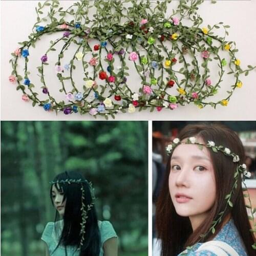 1pcs boho headband flower crown headbands Bridal wreath 8 flowers Wedding Garland hair accessories for women