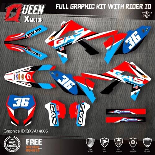 QUEEN X MOTOR Custom Team Graphics Backgrounds Decals 3M Stickers Kit For GASGAS 2014 2015 2016 2017 EC 005
