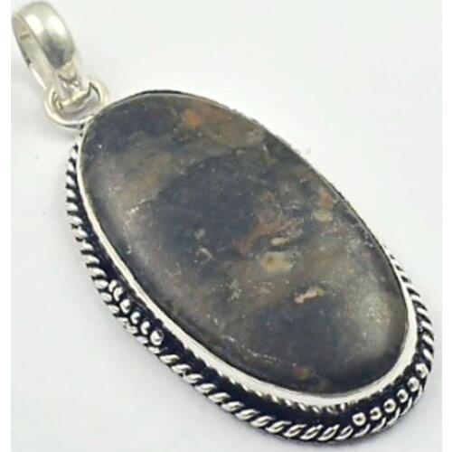Jaspers Pendant Silver Overlay over Copper, Total Length: 70mm , P4032