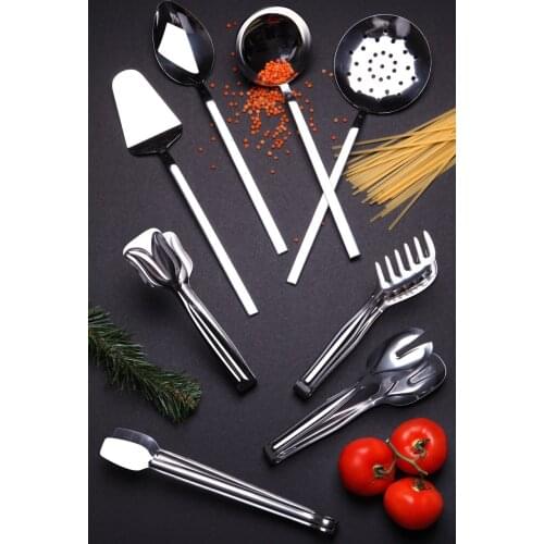 Lux Stainless 304 Steel Tongs And Bucket Set 8'li