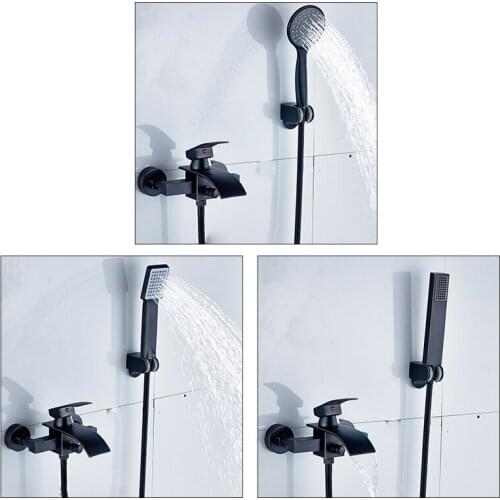 Vidric bathtub shower faucet waterfall faucet single handle mixer tap black orb abs handshower bath & shower faucets FREE SHIPP