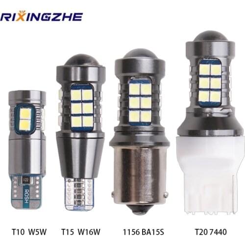 Super bright 2Pcs T15 W16W T10 LED W5W T20 7440 1156 BA15S Reverse Light Bulbs 3030 27SMD Backup Parking Light Lamp Bulbs DC 12V