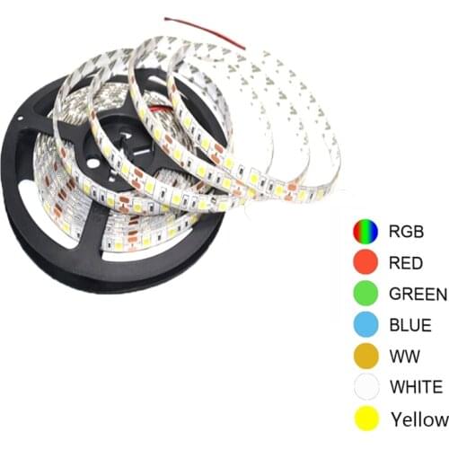 LED DC12V 1M/60 SMD5050 Warm/ RGB Strip Led Non- Waterproof Flexible Background Wall Ceiling White Light Belt 5 Meters Per Roll