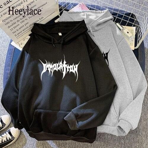 Harajuku Sweatshirts Ladies Warm Gothic Streetwear Punk Women Hoodies Horror Fashionable Casual Simple Letter Printing Hoodied