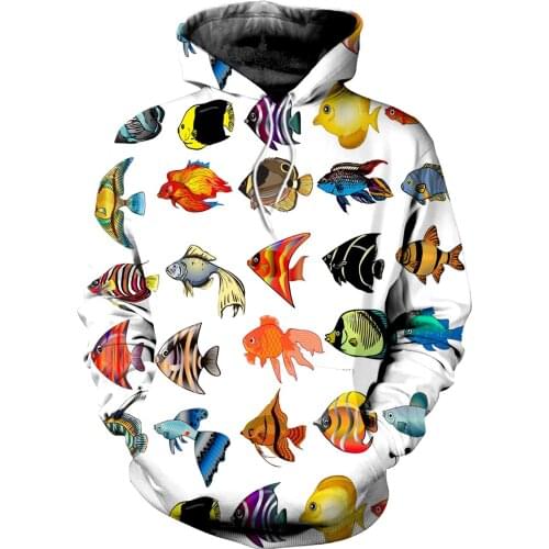 Tropical Fish Art 3D Printed Men Hoodies/sweatshirts Harajuku Fashion Hooded Autumn Long Sleeve streetwear sudadera hombre