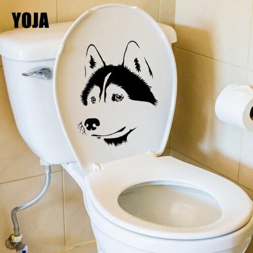 YOJA 19.1X24CM Creative Wall Sticker Living Room Home Decor Toilet Decal Siberian Husky Dog Design T5-1560