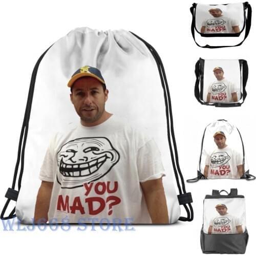 Funny graphic print shoulder Bags women Adam Sandler wearing a u mad T-shrit Single shoulder backpack travel for men Gym Bag