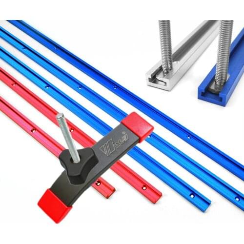 T Track Hold-Down Clamp 300-800MM Woodworking Chute Rail T-track T-slot Miter Track Jig T Screw Fixture Slot 19x9.5mm