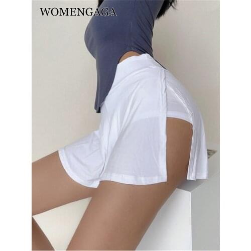 WOMENGAGA American Spice Workout Girl Side Split Mini Skirt Shorts Womens Sports Light A-line Shorts Hot Sexy Korean Women 79VY
