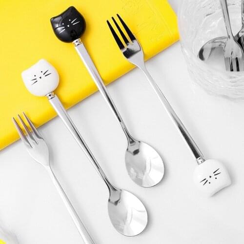 2pcs/10pcs Fruits Desser Fork Spoons Sets For Children Cutlery Set Stainless Steel Kitchen Utensils Tableware Sets Wholesale