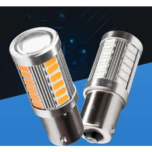 2pcs 1156 P21W BA15S 33 SMD 5630 5730 LED Car Backup Reserve Light Motor Brake Bulb Daytime Running Light White Red Orange Amber