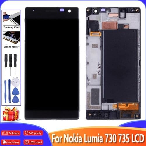 4.7" For Nokia Lumia 730 735 RM-1038 RM-1039 LCD Display Touch Screen With Frame Digitizer Assembly Replacement LCDs + Tools