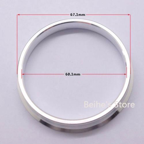 4pcs Silver Aluminum Alloy Wheel Spacer Hub Centric Rings 67.1OD to 60.1ID